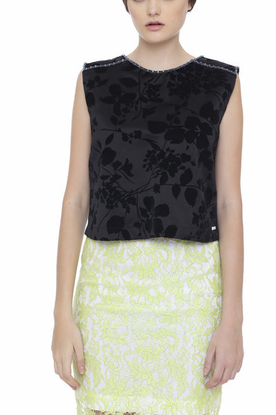 Coated Lace Pencil Skirt
