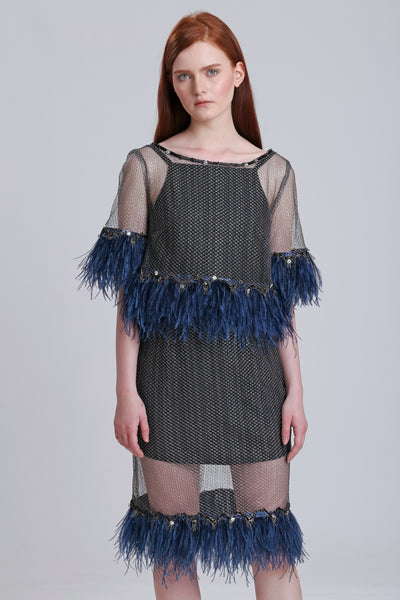 Feather frills lace skirt