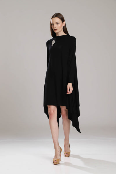Starlight Oversize T-Shirt Dress with Crystal Brooch