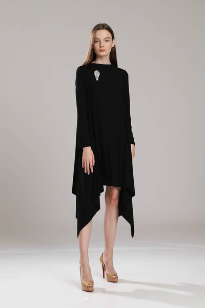 Starlight Oversize T-Shirt Dress with Crystal Brooch