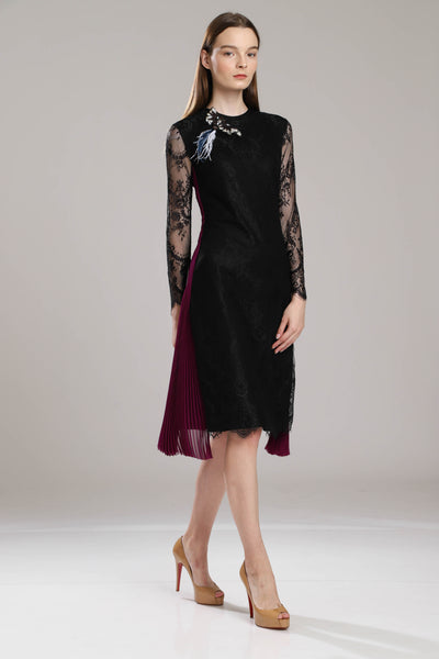 Ashbury Lace Dress with Side Sunray Pleats