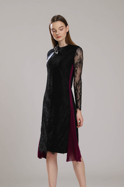 Ashbury Lace Dress with Side Sunray Pleats