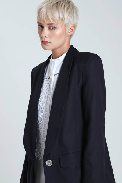 Veronica Oxford Contoured Collar Box Jacket