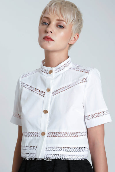 Salvia Poplin Paneled top