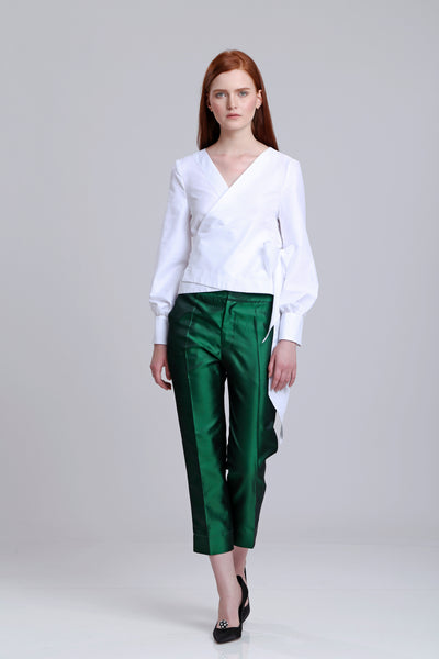 Silk Shantung pencil pants