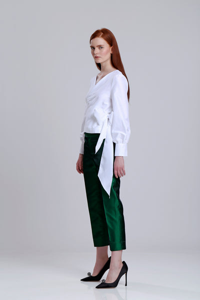 Silk Shantung pencil pants