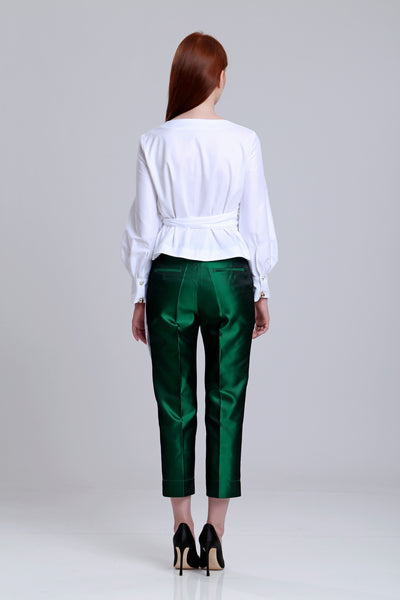 Silk Shantung pencil pants