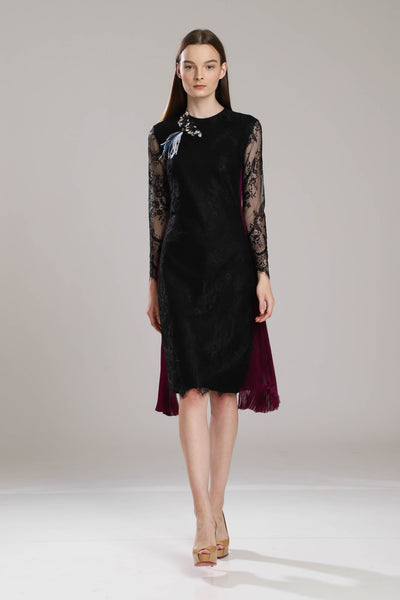 Ashbury Lace Dress with Side Sunray Pleats