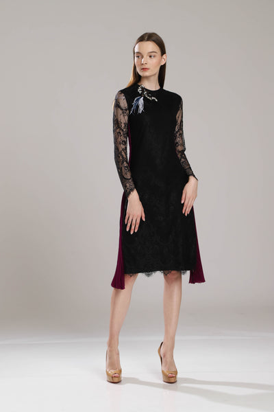 Ashbury Lace Dress with Side Sunray Pleats