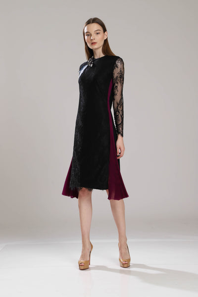 Ashbury Lace Dress with Side Sunray Pleats