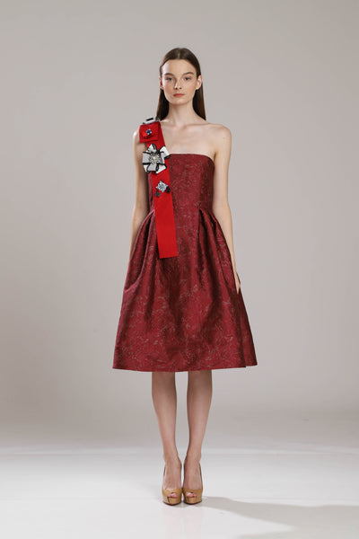 Dryden Sash Jacquard Dress