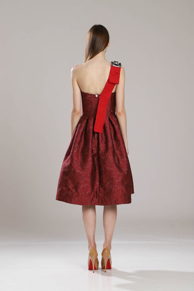 Dryden Sash Jacquard Dress